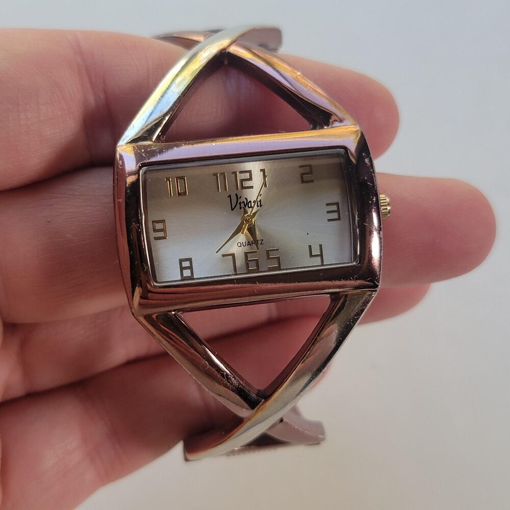 Vivani Womens Watch Silver Dial Gold Tone Dress Bangle Bracelet Quartz K2065A